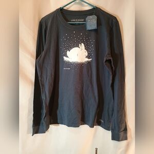 Life is Good Women's Navy Blue Bunny Long Sleeve Shirt